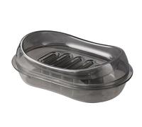 Jabonera de encimera Simple Barra de plástico Jabonera con Estuche de jabón de Drenaje Contenedor de jabón de Doble Capa con Bandeja de Agua Fácil de Lavar(Black)