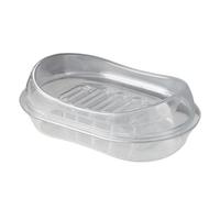 Jabonera de encimera Simple Barra de plástico Jabonera con Estuche de jabón de Drenaje Contenedor de jabón de Doble Capa con Bandeja de Agua Fácil de Lavar(Clear)