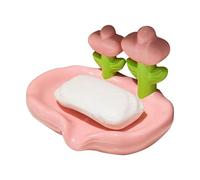 Jabonera de Flores de plástico, fácil de Limpiar, jabonera Decorativa de Drenaje para baño de Ducha, Color Rosa