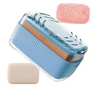 Jabonera | de jabón para Ducha con Tapa | de jabón de Espuma con Cepillo de Drenaje para Gimnasio, baño, Camping, Ducha al Aire Libre