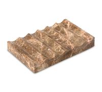 Jabonera de mármol de lujo, bandeja rectangular de mármol de piedra, soporte de jabón autodrenante para baño, cocina (marrón claro)