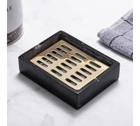 Jabonera de Mármol Natural con Bandeja para acero Jabonera de(Black) | Mármol natural único, acero inoxidable 304, drenaje rápido, diseño elegante, fácil limpieza