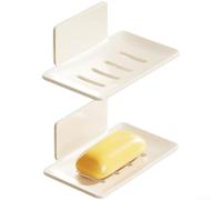 Jabonera de Metal Pared Sin Taladro Agujeros Drenaje(White 2pcs)