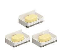 Jabonera de Pared con Bandeja Drenaje, 1/3 Unidades, Resistente, Soporte for maquinilla Afeitar, Organizador baño Moderno, Caja jabón para BañO, Cocina, Esponjas