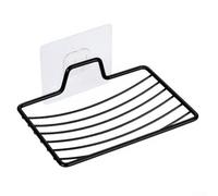 Jabonera de pared de acero inoxidable con estante de drenaje de malla, organizador de baño sin taladrar para azulejos, vidrio y espejos, higiene(negro 2)