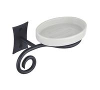 JABONERA DE PARED HIERRO FORJADO Y CERÁMICA BANDEJA PARA PASTILLA DE JABÓN BAÑO