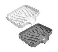 Jabonera de silicona, 2 unidades, soporte para jabón con desagüe, diseño antideslizante, jaboneras de viaje, soporte para jabonera, soporte para baño y cocina, contador (blanco, gris)