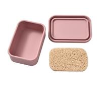 Jabonera de silicona con almohadilla para fregadero de ducha, encimera, caja de almacenamiento portátil, uso en el baño, almacenamiento a prueba de fugas, para artículos de tocador líquidos y gel de