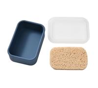 Jabonera de silicona con almohadilla para fregadero de ducha, encimera, caja de almacenamiento portátil, uso en el baño, almacenamiento a prueba de fugas, para artículos de tocador líquidos y gel de