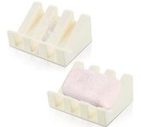 Jabonera de Silicona de 2 Piezas de jabón autodrenante para Ducha, Barra de Cascada, Bandeja de jabón, con Protector de jabón de Drenaje, para Accesorios de Cocina y baño (Blanco)