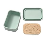 Jabonera de silicona reutilizable con almohadilla para fregadero de ducha, encimera, caja de almacenamiento portátil, soporte de jabón de silicona para uso en el baño