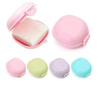 Jabonera de Viaje, 4PCS Caja de Jabón Plástico Portátil, Jabonera a Prueba de Agua, Jaboneras Baño con Tapa, Jabonera Viaje Redonda para Baño Viaje Senderismo Camping (Verde, Azul, Morado, Rosa)