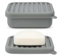 Jabonera de viaje de silicona a prueba de fugas superior con tapa de drenaje/capa, recipiente de jabón compacto para barra, soporte de jabón duradero para camping, gimnasio y artículos de tocador de