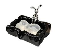 jabonera decorativa de cerámica con diseño de conejo | Divertida bandeja de jabón en barra para el hogar, cocina, ducha, bañera, encimera, lavadero, lavabo