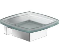 Jabonera Elements Striking de Villeroy & Boch, jabonera para Montaje en Pared, Soporte para jabón de Vidrio Satinado y latón, Angular, Chrom