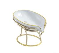 Jabonera en forma de hoja con diseño autodrenante, soporte de jabón inclinado de 45 grados para lavabo y ducha, estilo moderno de lujo ligero PET y base de metal, verde oscuro (blanco)