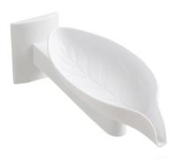 Jabonera en forma de hoja con drenaje ajustable, soporte de jabón montado en la pared sin taladros para fregadero de baño y ducha, diseño giratorio que mantiene el jabón seco, verde (S blanco)