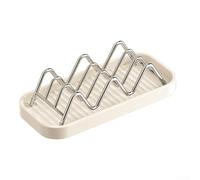 Jabonera en forma de onda con bandeja para encimera de baño, cocina, acero inoxidable y material de polipropileno, estante de almacenamiento blanco de doble cara con agujeros de drenaje para un secado