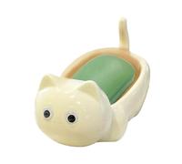 Jabonera - Forma De Gato, Diseño Autodrenante, Plato De Baño, Bandeja De Jabón De Barra, Almacenamiento De Jabones De Cocina | Duradero Del Tenedor Portátil De La Forma Del Gato Para El Uso D