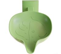 Jabonera giratoria, con diseño natural en forma de hoja, para paredes de baño, con ajuste de 3 posiciones y drenaje eficiente sin taladrar (verde grande)