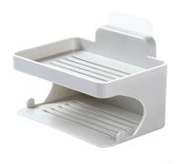 Jabonera, Jabonera, Double Layer Wall-Mounted Soap Dish, Soap Dishes, Shower Soap Holder, Soap Dish Suction Cup Soap Holder with Drainage(Grey)