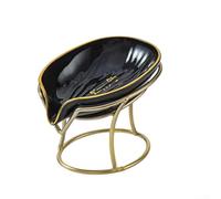 Jabonera, Jabonera, Light Luxury Style Soap Holder, Leaf Shaped Soap Dishes for Bathroom, Shower Soap Dishes Container, Multifunctional Soap Storage Dishes(Black)