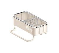 Jabonera, Jabonera, Multi Functional Wall Mounted Sponge Soap Holder, Kitchen Sink Organizer, Space Saving Design, Reliable Material(Beige)