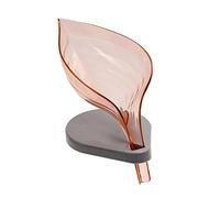Jabonera, Jabonera, Soap Dish Holder Leaf Shape, Soap Dishes for Bathroom with Drainage, Quick Dry Soap Holders with Suction for Bathroom and Kitchen, Brown