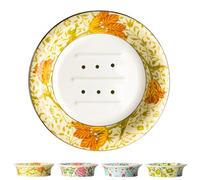 Jabonera Jaboneras de cerámica con diseño Hojas tulipán for jabón en Barra y decoración baño Decoración para Lavabo(Yellow)