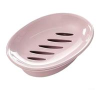 Jabonera moderna de doble nivel para fregadero de baño, soporte de jabón de plástico con agujeros de drenaje eficientes y base elevada, estante de almacenamiento de baño de polipropileno (rosa)