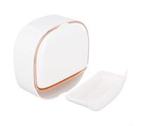 Jabonera montada en la pared con caja de drenaje impermeable para uso en baño, diseño de doble capa con cubierta superior abatible para proteger el jabón del polvo y el agua (blanco)