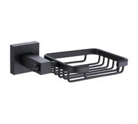 Jabonera montada en la pared para baño, soporte de jabón que ahorra espacio, bandeja de ducha de aluminio antioxidante para azulejos y paredes de vidrio, color negro