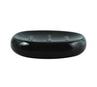 MSV - Jabonera de cerámica Java - Porta jabón - 12 x 9 cm - Negro - Diseño de baño Moderno - Superficie fácil de Limpiar - Ideal para Todo Tipo de jabón