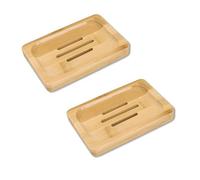 Jabonera para Ducha 2 jaboneras de bambú de Madera Natural. Soporte para jabón en Barra(D)