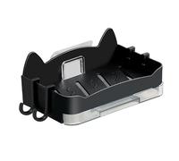 Jabonera para el Hogar, Práctico Lindo Gato Modelado Plástico Montado en la Pared Pequeño Jabonera Multifuncional sin Agujeros Forma Cuadrada Drenaje Jabonera para Baño (Black)