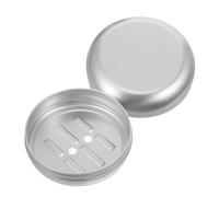 Jabonera Redonda de Aluminio Autodrenante para Jabón Sólido | Apertura Inferior, Acabado Plata Minimalista, Orden para Lavabo y Equipaje, Uso con Barra de Champú