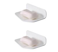 Jabonera Simple montada en la Pared Contenedor de jabón de plástico con Drenaje Soporte for jabón Barra Soporte for jabón Estuche for jabón portátil Sin perforación Fácil de Lavar(2 Pcs-White)