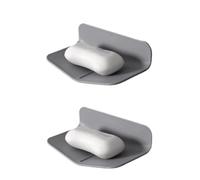 Jabonera Simple montada en la Pared Contenedor de jabón de plástico con Drenaje Soporte for jabón Barra Soporte for jabón Estuche for jabón portátil Sin perforación Fácil de Lavar(2 Pcs-Gray)