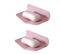 Jabonera Simple montada en la Pared Contenedor de jabón de plástico con Drenaje Soporte for jabón Barra Soporte for jabón Estuche for jabón portátil Sin perforación Fácil de Lavar(2 Pcs-p)