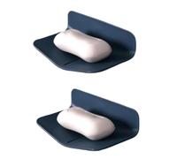 Jabonera Simple montada en la Pared Contenedor de jabón de plástico con Drenaje Soporte for jabón Barra Soporte for jabón Estuche for jabón portátil Sin perforación Fácil de Lavar(2 Pcs-Dark Blue)