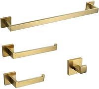 Jaboneras, barra de toalla hardware dorado, soporte papel higiénico, gancho for estante, cepillo for jabonera(4 Pcs Set)