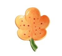 Jaboneras Caja de Bandeja Drenaje baño autodrenante Soporte Plato jabón cerámica con Forma Flor melocotón Decoración estética para el baño(Yellow)