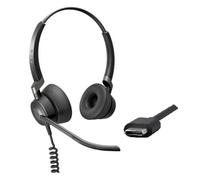 Jabra Engage 50 - Auriculares Digitales estéreo con Cable certificados para Microsoft Teams - Cancelación pasiva de Ruido para softphones y Clientes Web - Cable USB-C - Negro