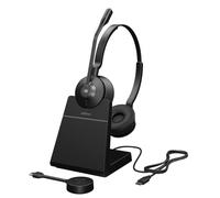 Jabra Engage 55 Auriculares Inalámbricos Estéreo con Adaptador Link 400 USB-C DECT, Micrófono con Cancelación de Ruido, Amplio Alcance y Estación de Carga - Certificado por MS Teams - Negro