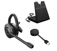 Jabra Engage 55 SE (Segunda edición) Auriculares inalámbricos Convertibles con Soporte de Carga y Adaptador Link 400 USB-C DECT - Funciona con Todas Las Plataformas UC como Google Meet & Zoom, Color
