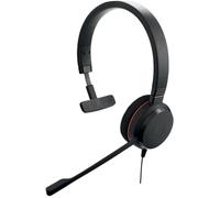 Jabra Evolve 20 Mono Headset - Auriculares certificados por Microsoft para VoIP Softphone con cancelación pasiva de Ruido - USB-C/A - Negro