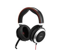 Jabra Evolve 80 Stereo Auriculares Alámbrico Diadema Oficina/Centro de llamadas Negro, Rojo, Plata