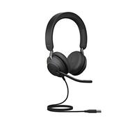 Jabra Evolve2 40 Auriculares Estéreo con Cancelación de Ruido y Tecnología de Llamada con Tres Micrófonos - Certificados para plataformas UC - Cable USB-A - Negro