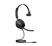 Jabra Evolve2 40 Auriculares Monoaurales con Cancelación de Ruido y Tecnología de Llamada con Tres Micrófonos - Certificados para Microsoft Teams - Cable USB-C - Negro
