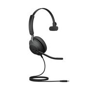 Jabra Evolve2 40 SE - Auriculares mono con cable y cancelación de ruido con tecnología de llamada de 3 micrófonos y cable USB-C, funciona con todas las plataformas de comunicaciones unificadas líderes